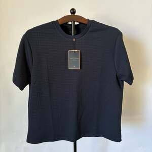 Marc Asher New York Navy Textured Jacquard Crew Neck Short Sleeve T-Shirt